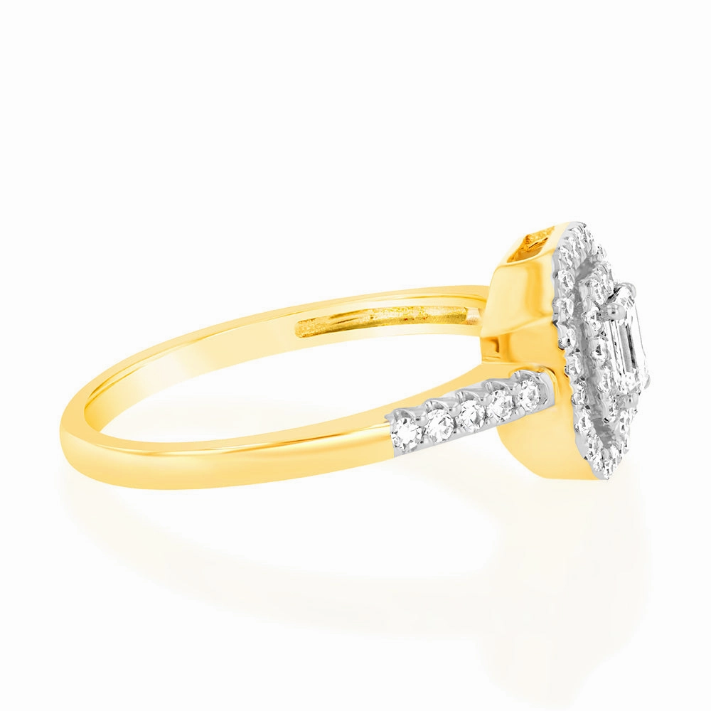 Luminesce Lab Grown 0.35 Carat Diamond Emerald Shaped Ring in 9ct Yellow Gold