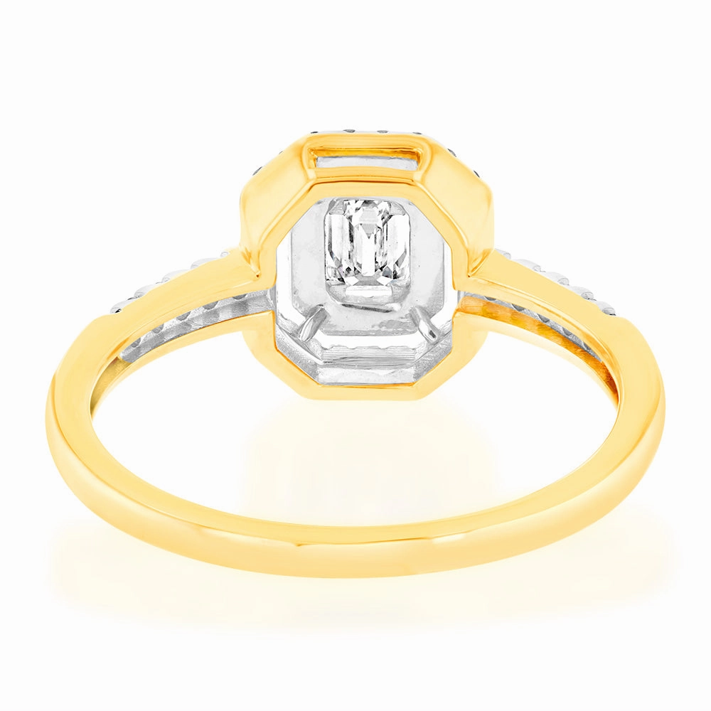 Luminesce Lab Grown 0.35 Carat Diamond Emerald Shaped Ring in 9ct Yellow Gold