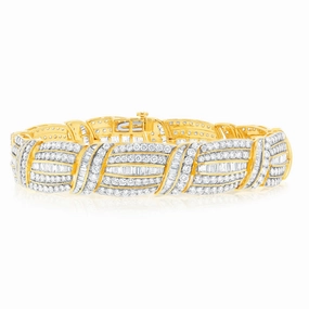 Luminesce Lab Grown 10.10 Carat Brilliant Cut Diamond Bracelet In 9ct Yellow Gold