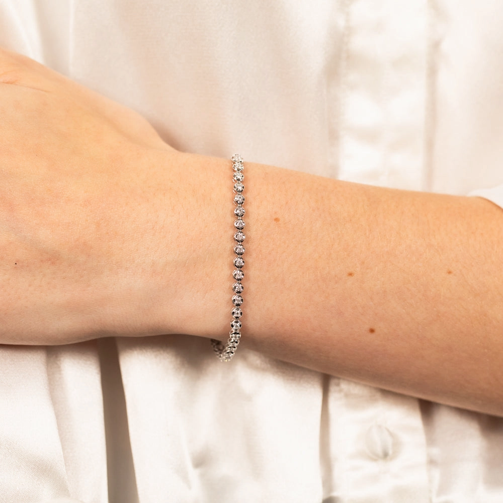 Luminesce Lab Grown 10ct White Gold 0.95 Carat Diamond Oval Shaped Tennis Bracelet