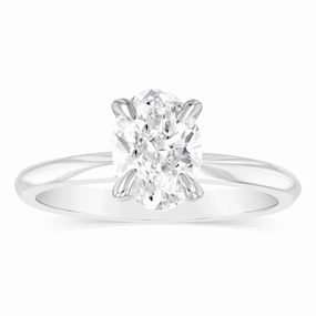 Luminesce Lab Grown 14ct White Gold 1 Carat Certified Oval Solitaire Engagement Ring