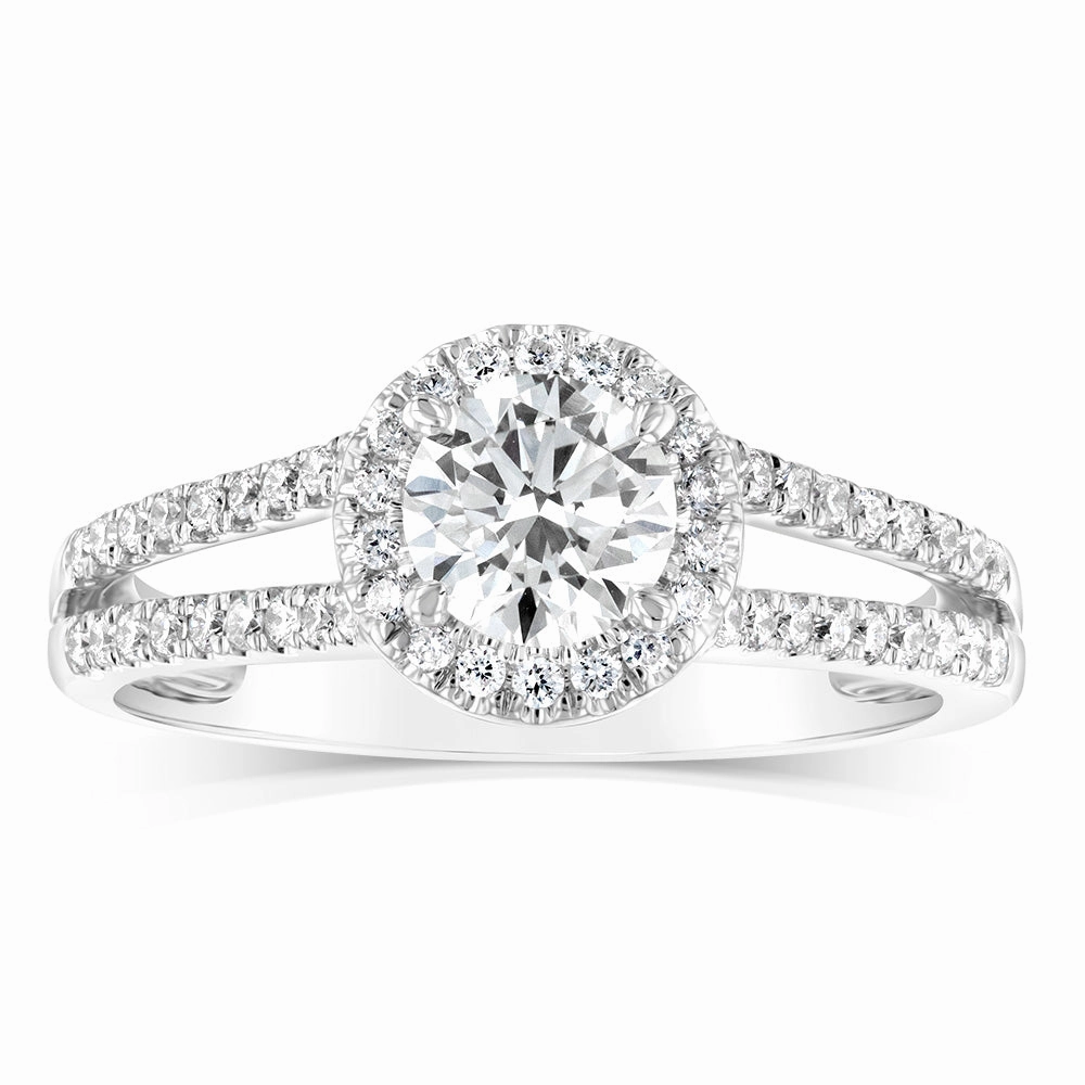 Luminesce Lab Grown 14ct White Gold 1 Carat Diamond Split Shank Ring