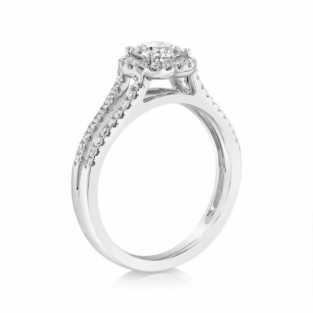 Luminesce Lab Grown 14ct White Gold 1 Carat Diamond Split Shank Ring