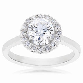Luminesce Lab Grown 18ct White Gold 1.3 Carat Diamond Halo Ring