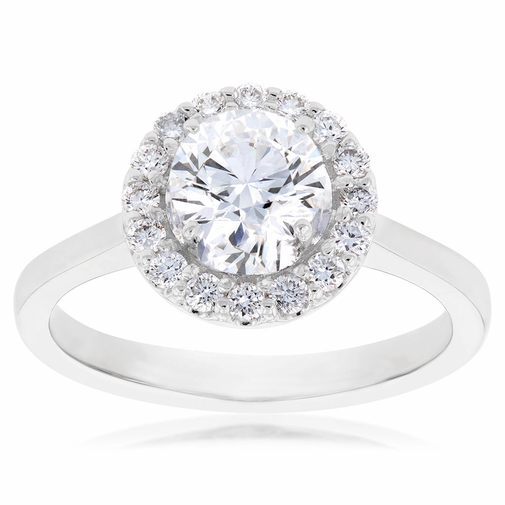 Luminesce Lab Grown 18ct White Gold 1.3 Carat Diamond Halo Ring