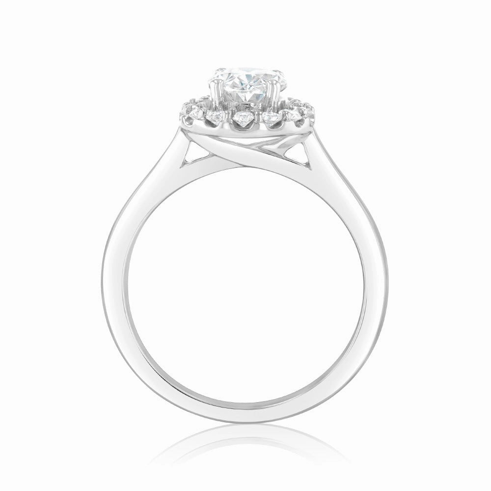 Luminesce Lab Grown 18ct White Gold 1.3 Carat Diamond Oval Halo Ring