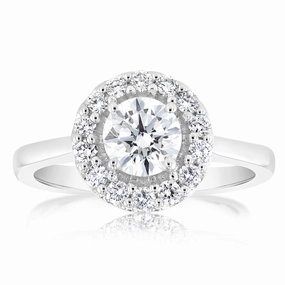 Luminesce Lab Grown 18ct White Gold 1 Carat Diamond Brilliant Halo Engagement Ring