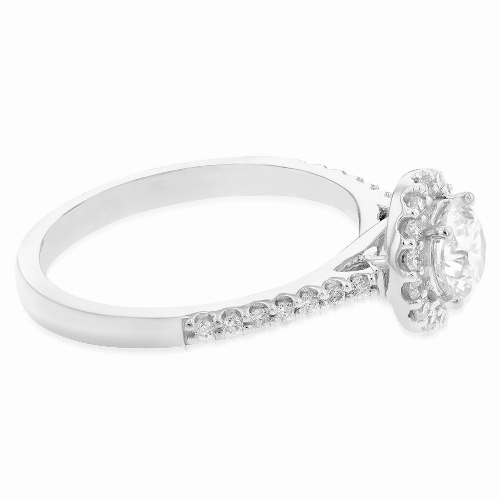 Luminesce Lab Grown 18ct White Gold 1 Carat Diamond Halo Ring