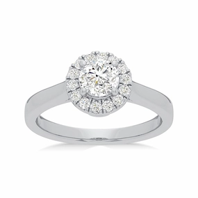 Luminesce Lab Grown 18ct White Gold 1 Carat Diamond Halo Ring