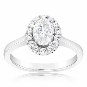 Luminesce Lab Grown 18ct White Gold 1 Carat Diamond Oval Halo Ring