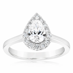 Luminesce Lab Grown 18ct White Gold 1 Carat Diamond Pear Halo Ring