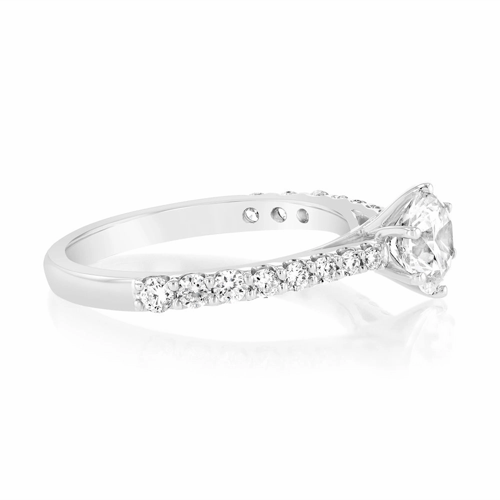 Luminesce Lab Grown 18ct White Gold 1 Carat Diamond Solitaire Fancy Ring