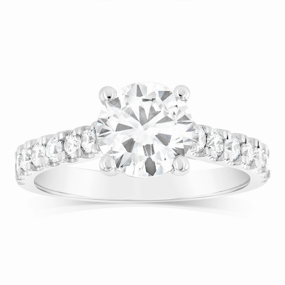 Luminesce Lab Grown 18ct White Gold 2 Carat TW 1.5 Carat Certified Diamond Engagement Ring