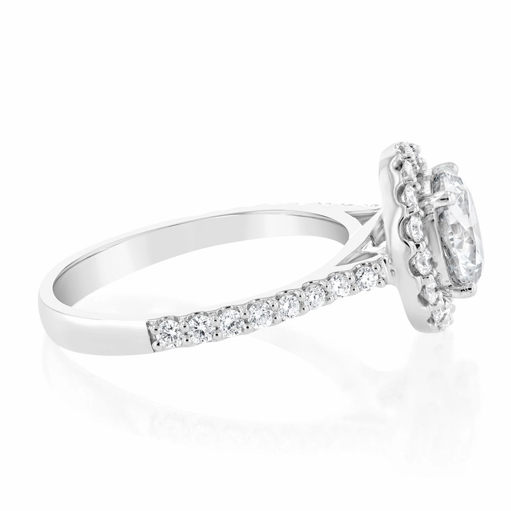 Luminesce Lab Grown 18ct White Gold 2 Carat TW 1.5 Carat Certified Diamond Engagement Ring
