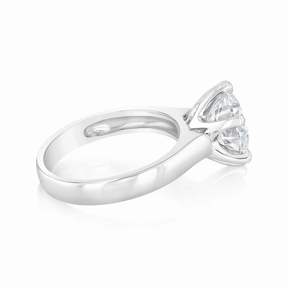 Luminesce Lab Grown 18ct White Gold 3 Carat Certified Diamond Solitaire Ring
