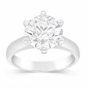 Luminesce Lab Grown 18ct White Gold 3 Carat Certified Diamond Solitaire Ring