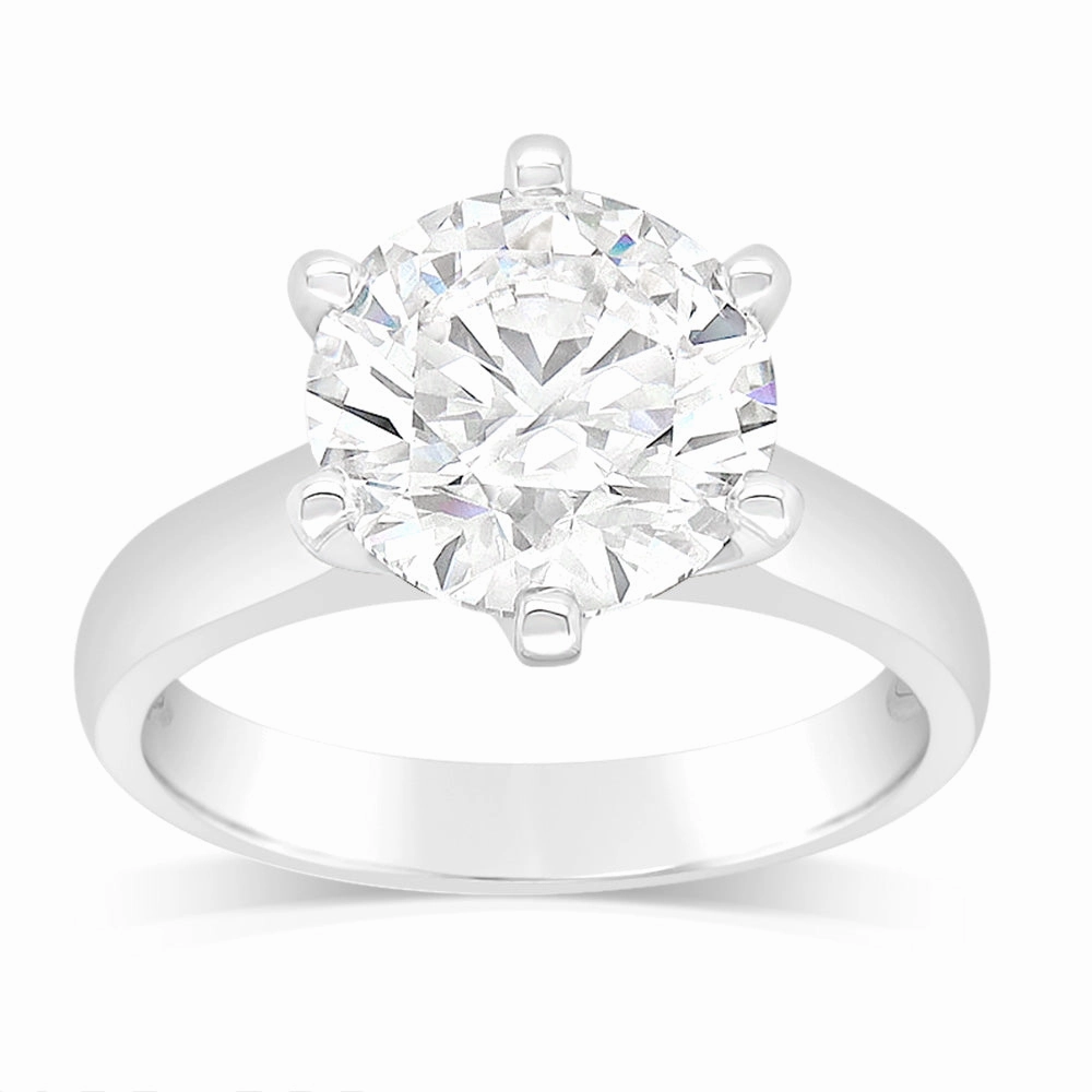 Luminesce Lab Grown 18ct White Gold 3 Carat Certified Diamond Solitaire Ring