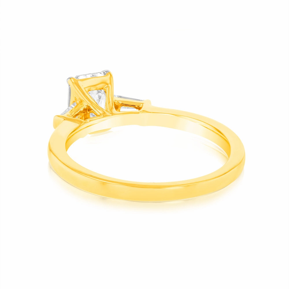 Luminesce Lab Grown 18ct Yellow Gold 1.1 Carat Emerald Diamond Engagement Ring