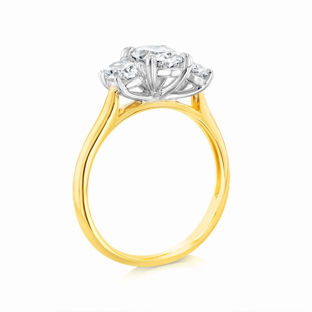Luminesce Lab Grown 18ct Yellow Gold 1.5 Carat Trilogy Diamond Ring