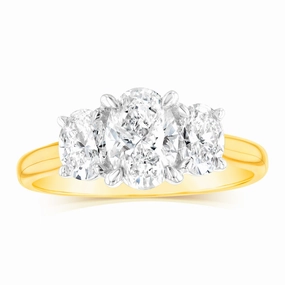 Luminesce Lab Grown 18ct Yellow Gold 1.5 Carat Trilogy Diamond Ring