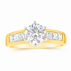 Luminesce Lab Grown 18ct Yellow Gold 1.5 Carat TW 1 Carat Centre Diamond Ring