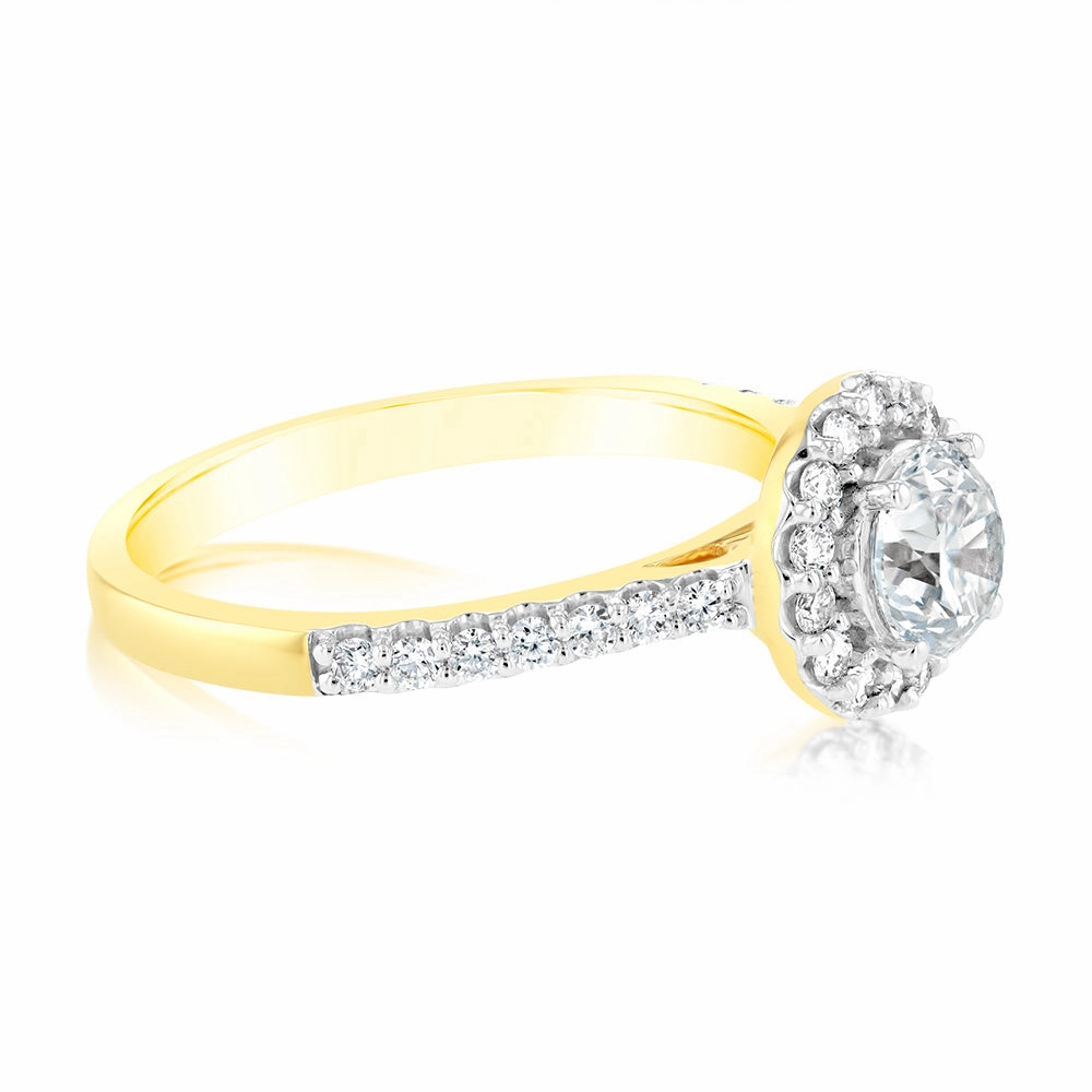 Luminesce Lab Grown 18ct Yellow Gold 1 Carat Diamond Halo Ring
