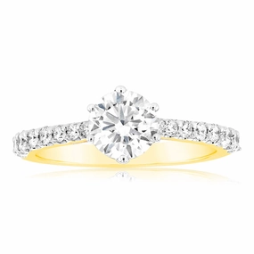 Luminesce Lab Grown 18ct Yellow Gold 1 Carat Diamond Solitaire Fancy Ring