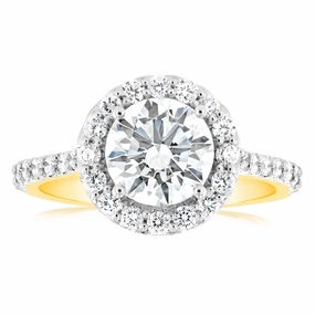 Luminesce Lab Grown 18ct Yellow Gold 2 Carat TW 1.5 Carat Certified Diamond Engagement Ring