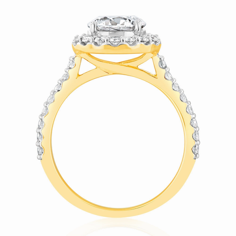 Luminesce Lab Grown 18ct Yellow Gold 2 Carat TW 1.5 Carat Certified Diamond Engagement Ring