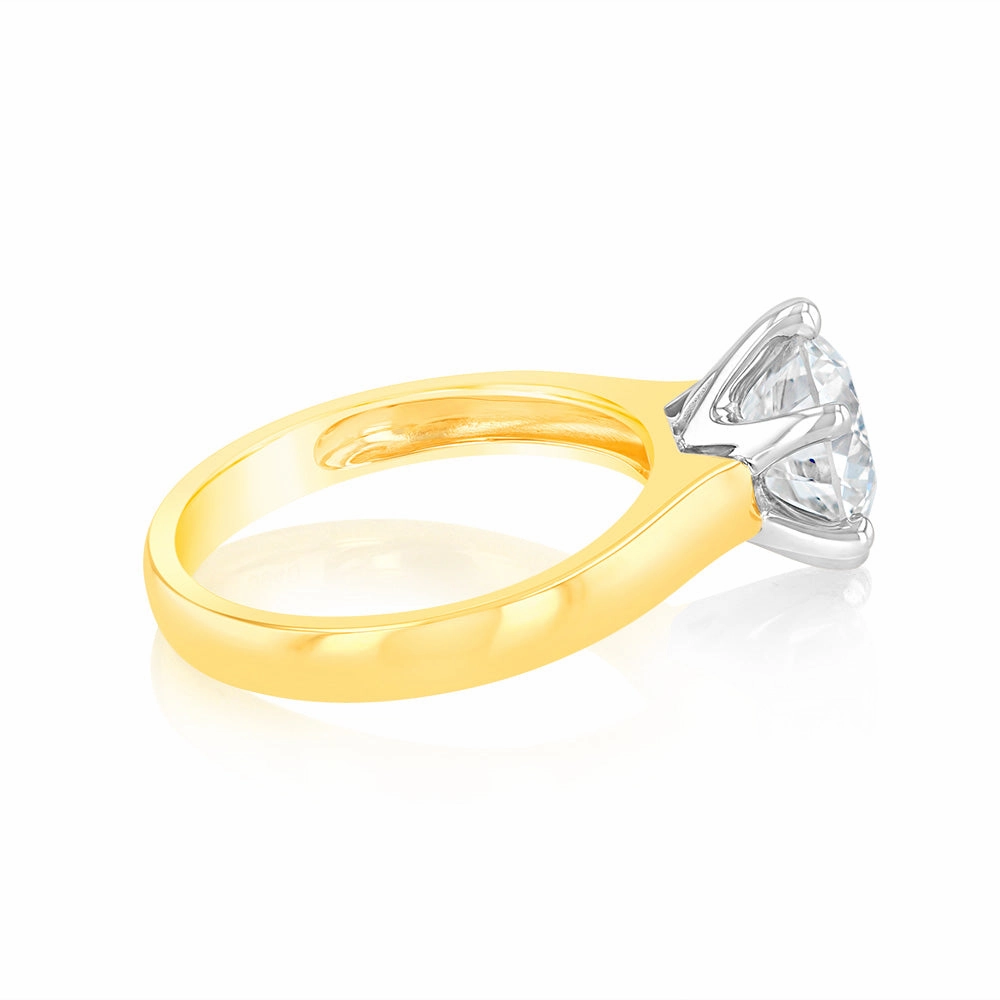 Luminesce Lab Grown 18ct Yellow Gold 2 Carats Certified Diamond Solitaire Ring