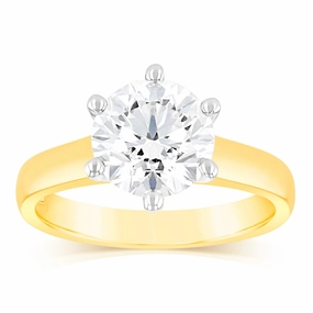 Luminesce Lab Grown 18ct Yellow Gold 2 Carats Certified Diamond Solitaire Ring