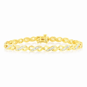Luminesce Lab Grown 1/2 Carat Tennis Diamond Bracelet in Gold Plated Silver 17.5CM
