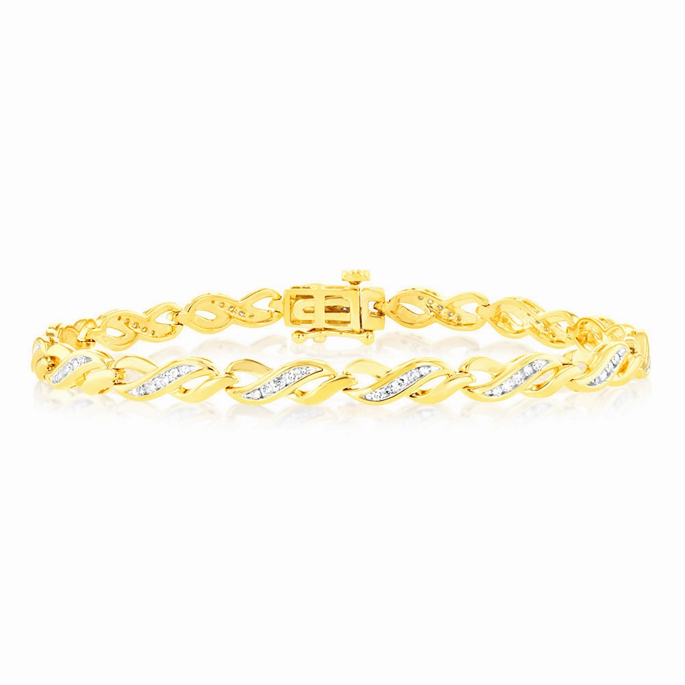 Luminesce Lab Grown 1/2 Carat Tennis Diamond Bracelet in Gold Plated Silver 17.5CM