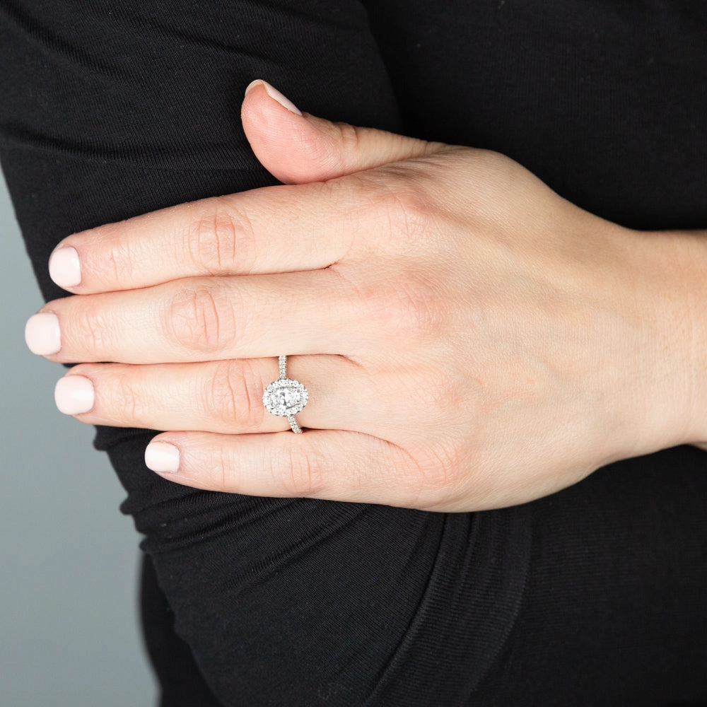 Luminesce Lab Grown 1 Carat Diamond Oval Halo Ring in 18ct White Gold