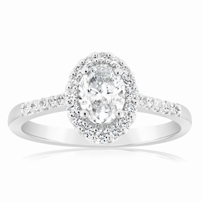 Luminesce Lab Grown 1 Carat Diamond Oval Halo Ring in 18ct White Gold