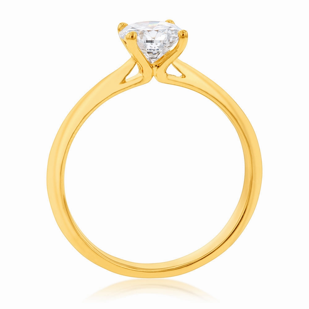 Luminesce Lab Grown 1 Carat Solitaire 4 Claw Engagement Ring in 14ct Yellow Gold