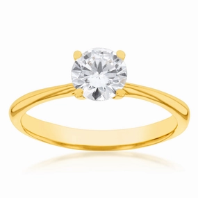 Luminesce Lab Grown 1 Carat Solitaire 4 Claw Engagement Ring in 14ct Yellow Gold