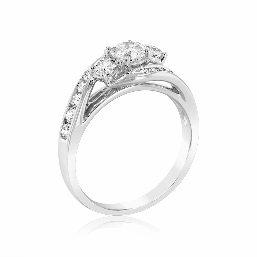 Luminesce Lab Grown 1 Carat Solitaire Diamond Ring with Channel Set Side Diamonds in 9ct White Gold