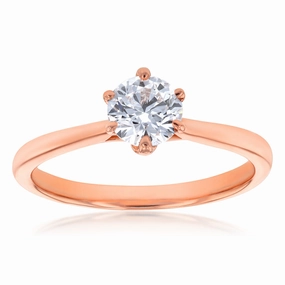 Luminesce Lab Grown 1 Carat Solitaire Engagement Ring in 14ct Rose Gold
