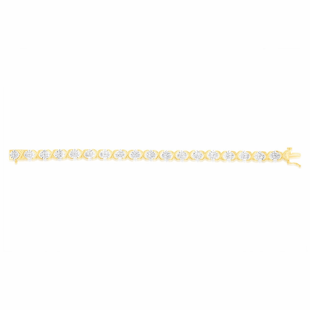 Luminesce Lab Grown 1 Carat Tennis Diamond Bracelet in Gold Plated Silver  17.5CM