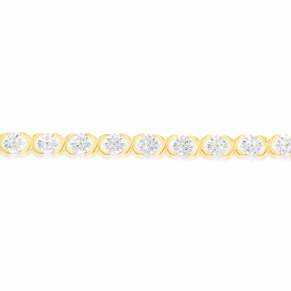 Luminesce Lab Grown 1 Carat Tennis Diamond Bracelet in Gold Plated Silver  17.5CM