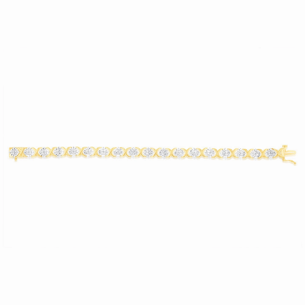Luminesce Lab Grown 1 Carat Tennis Diamond Bracelet in Gold Plated Silver  17.5CM