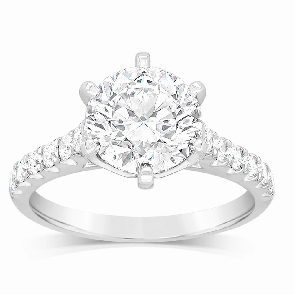 Luminesce Lab Grown  2.3 Carats Diamond Engagement Ring with 2 Carat Centre Diamond in 18ct White Gold