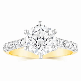 Luminesce Lab Grown  2.3 Carats Diamond Engagement Ring with 2 Carat Centre Diamond in 18ct Yellow Gold