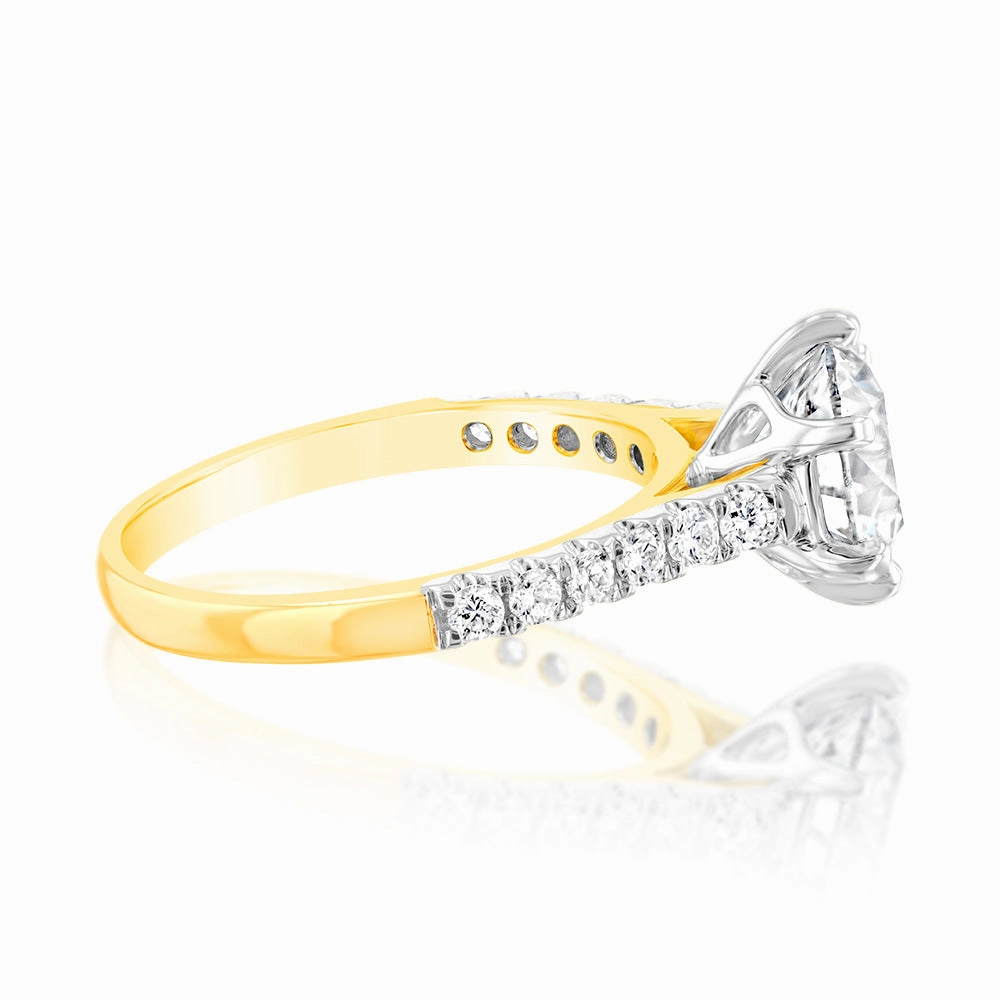 Luminesce Lab Grown  2.3 Carats Diamond Engagement Ring with 2 Carat Centre Diamond in 18ct Yellow Gold