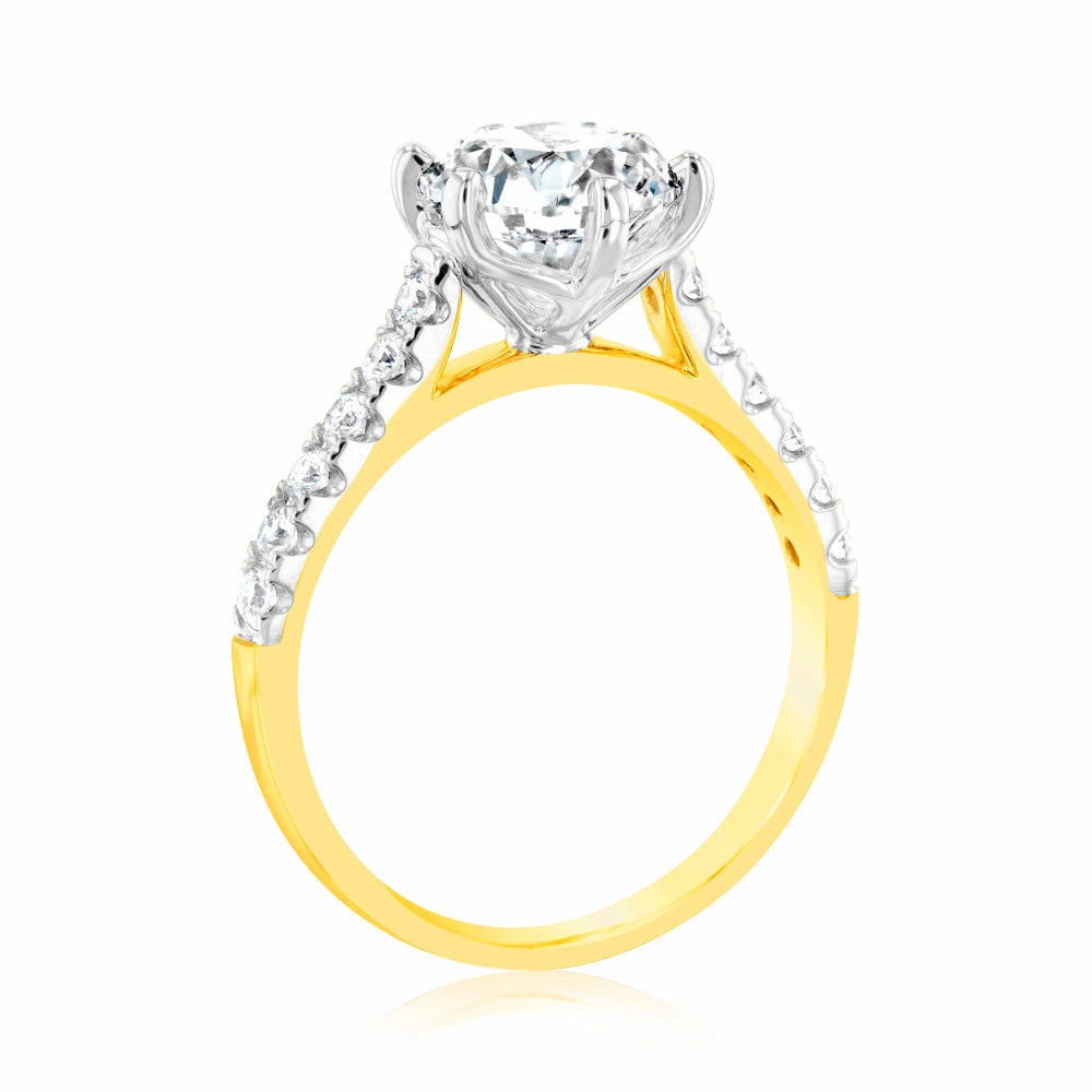 Luminesce Lab Grown  2.3 Carats Diamond Engagement Ring with 2 Carat Centre Diamond in 18ct Yellow Gold
