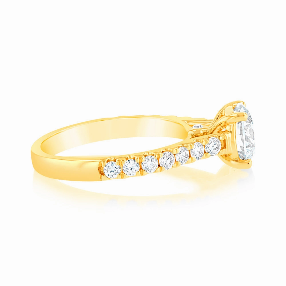 Luminesce Lab Grown  2 Carat Diamond Engagement Ring with 1.5 Carat Certified Centre Diamond in 18ct Yellow Gold