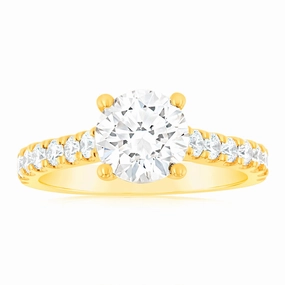Luminesce Lab Grown  2 Carat Diamond Engagement Ring with 1.5 Carat Certified Centre Diamond in 18ct Yellow Gold