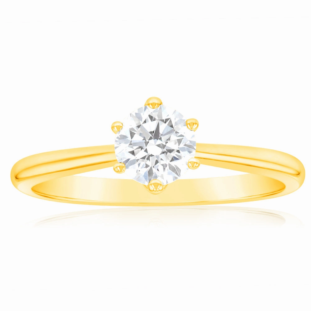 Luminesce Lab Grown 3/4 Carat Diamond Solitaire Ring set in 14ct Yellow Gold