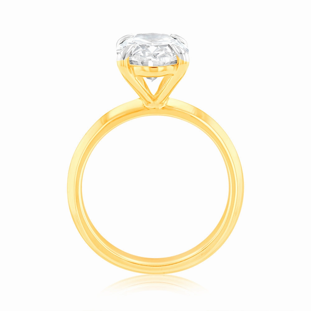 Luminesce Lab Grown 3 Carat Certified Diamond Oval Solitaire Engagement Ring in 18ct Yellow Gold